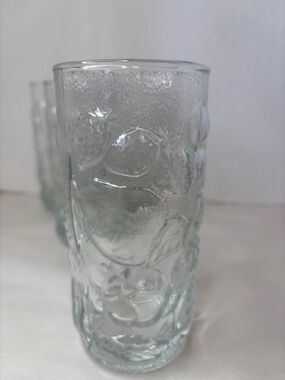 Vintage Clear Fruit Embossed Glass Tumbler Set - 4 Pack